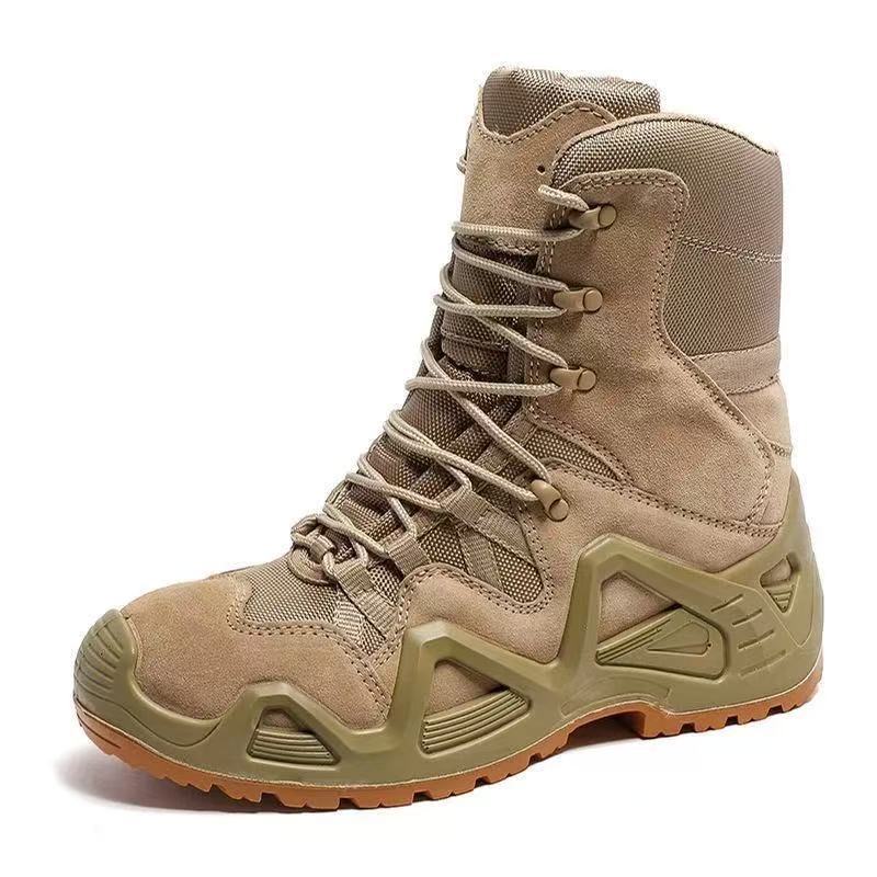 Outdoor first-layer cowhide combat hiking shoes anti-skid tactics new military fans hiking shoes boots wear-resistant medium help breathable