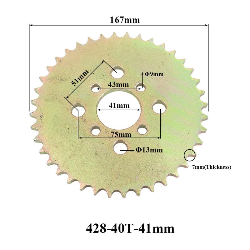 428 Chains 37T/40T/41T/43T/48T 37MM-76MM Motorcycle Chain Sprockets Rear Back Sprocket Cog For 110cc 125cc 140cc Dirt Pit Bike