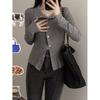 Simple Commute 2025 Spring and Autumn New Hot Girl Gray Polo Collar Long-sleeved Shirt T-shirt Women Isn