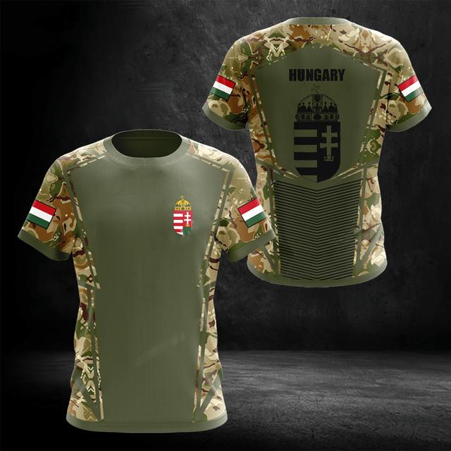 Ungarisches Herren-T-Shirt, Veteran, Soldat, Rundhalsausschnitt, kurzärmelig, Oberteil mit ungarischer Flagge, Übergröße, coole Herrenbekleidung, Camisa