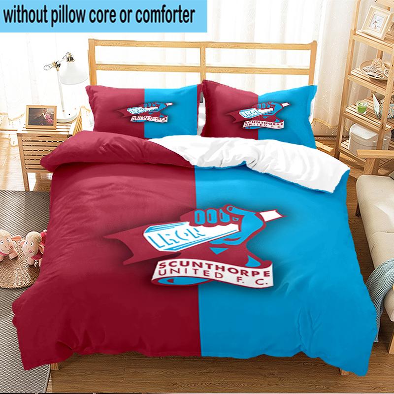 3PCS Scun-thorpe Football Crest Bedding Set,Including 1pc Duvet Cover And 2pcs Pillowcases Perfect for Bedroom, Dormitory, Fan Christmas gift