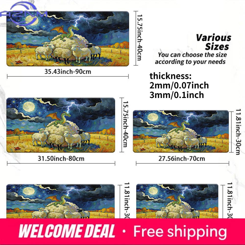 Dragon Sheep Starry Night Style NonSlip TCG Playmat 30x80x0.2cm