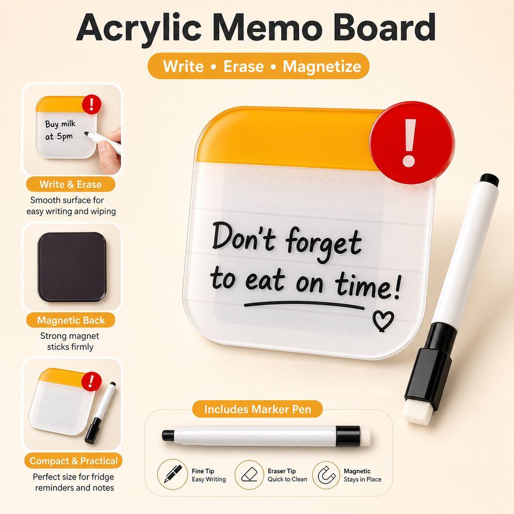 Erasable Dry Erase Note Board Fridge Memo Magnet Refrigerator Note Board New Magnetic Memo Board