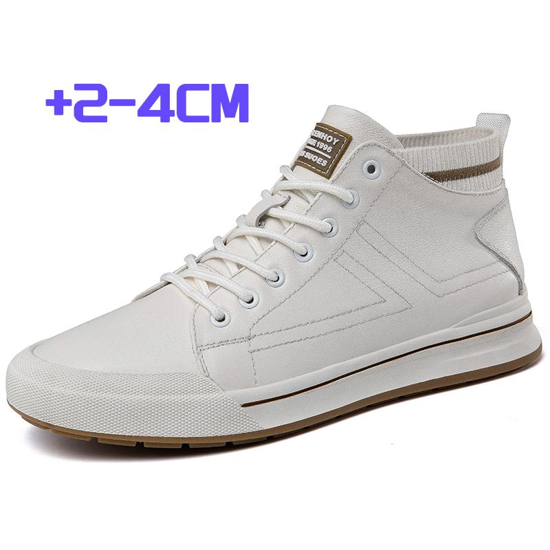 

Fashion High Quality Mens Casual Shoes All-match Men Outdoor High Top Shoes Classic Genuine Leather Man Ankle Boots Non-Slip Biker Botas 37 белый