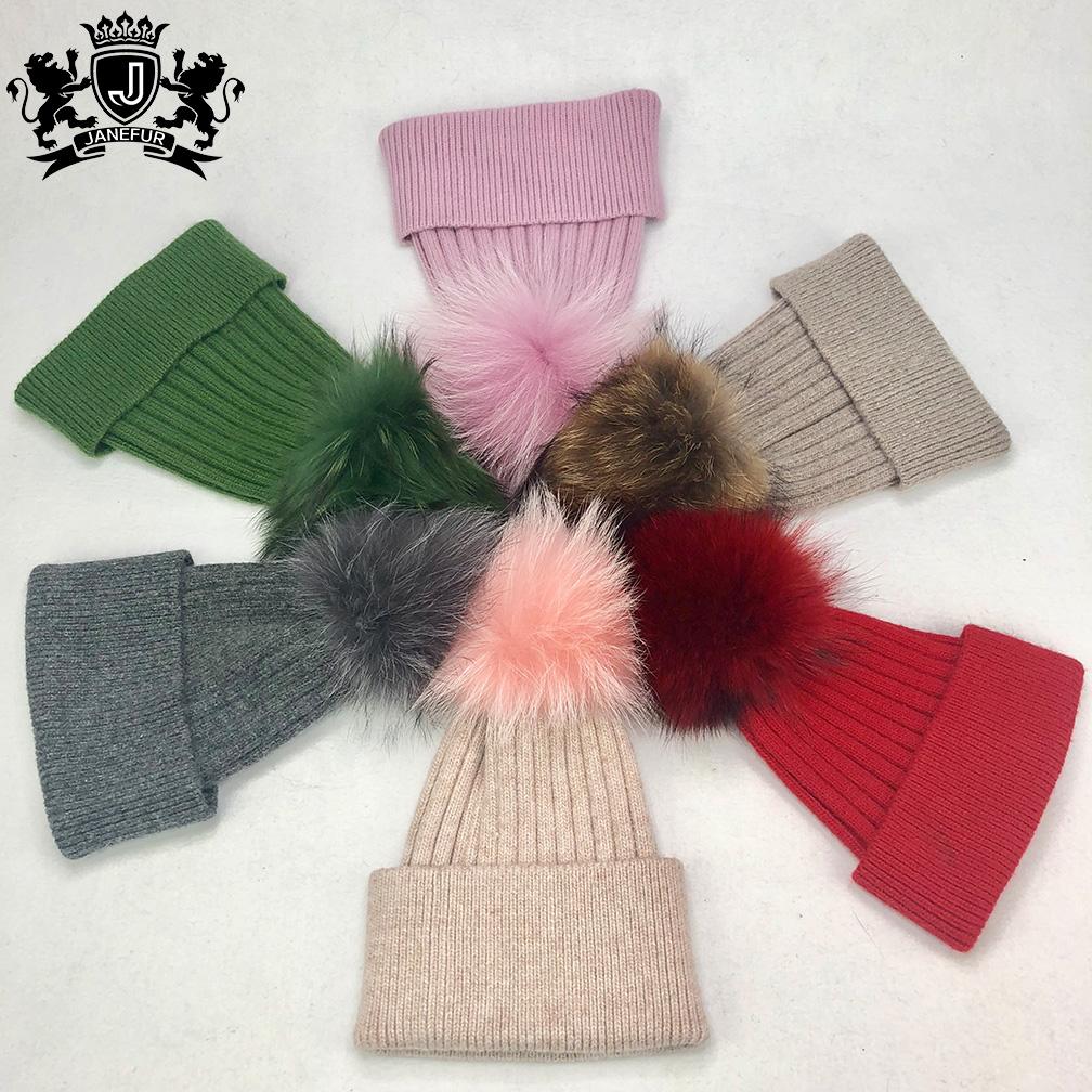 Custom Strip Knit Luxury Designer Winter Pompom Beanies Unisex Warmly Angora Wool Hat With Big Pom Poms