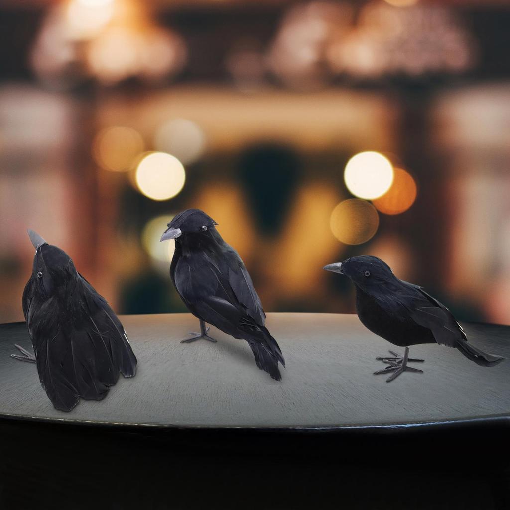 Halloween Bird Decor with Artificial Crows for Garden and Party