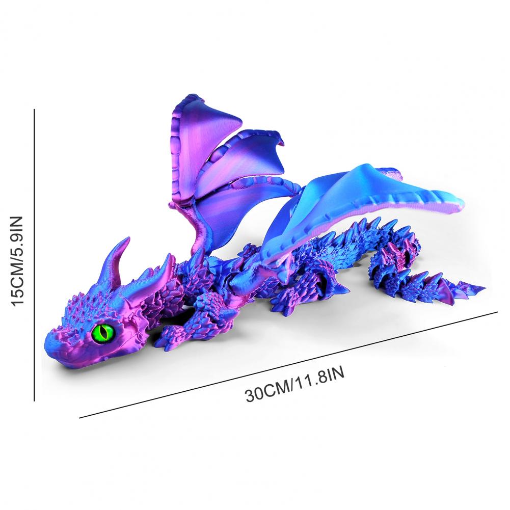 3D Printed Dragon Ornament Stress Relief Articulated Dragon Figurine With Wings Flexible Realistic Dragon Sculpture Home Decor