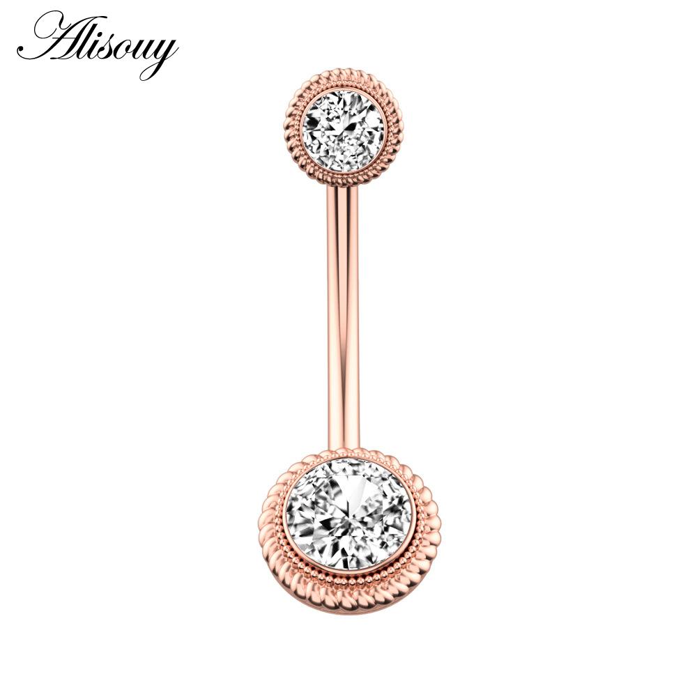 Alisouy 1pc Surgical Steel Crystal Zircon Star Butterfly Moon Stones Dangle Button Navel Piercing Ring Belly Ring Body Jewelry