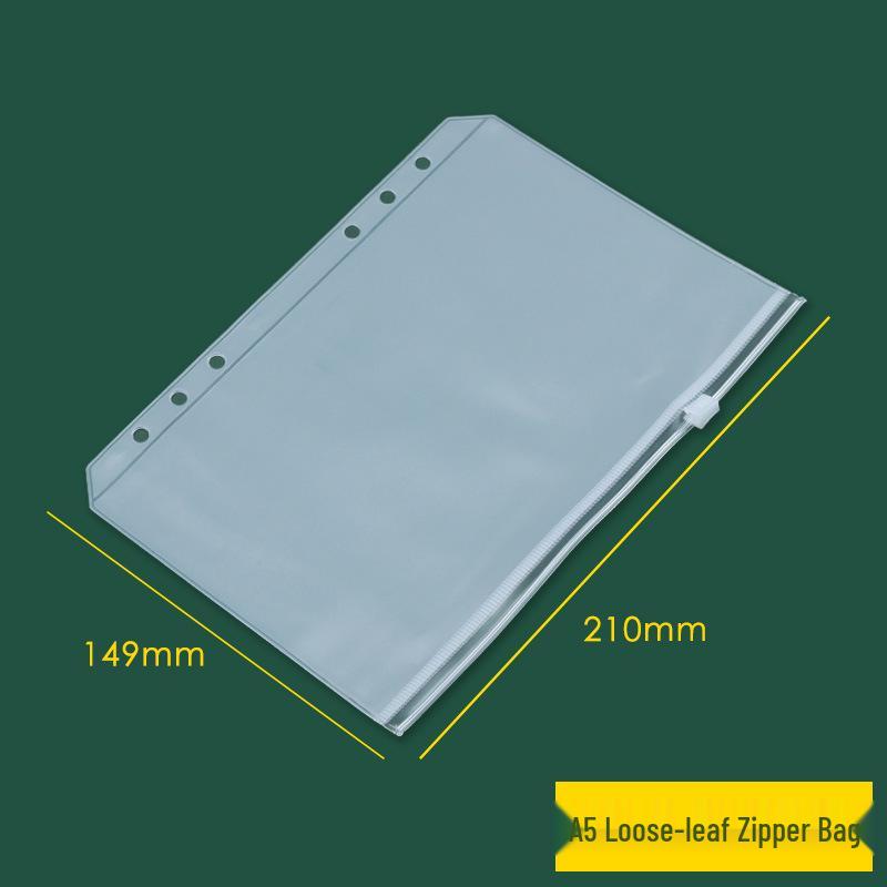 A5/A6 Multi-spec Transparent 6-Hole Zipper Loose-Leaf Notebook & Ticket Planner PVC Storage Bag