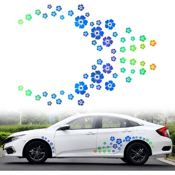 1 Set Rainbow Streamer Graphics Car Auto Body Side Sticker Colourful Smoke Vinyl Sticker Car Self-Adhesive Side Strip Decal, 82.67'' x 16.53''