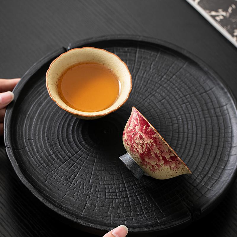 Ceramic master cup old retro peony small single tea cup household high-end tea set tea cup