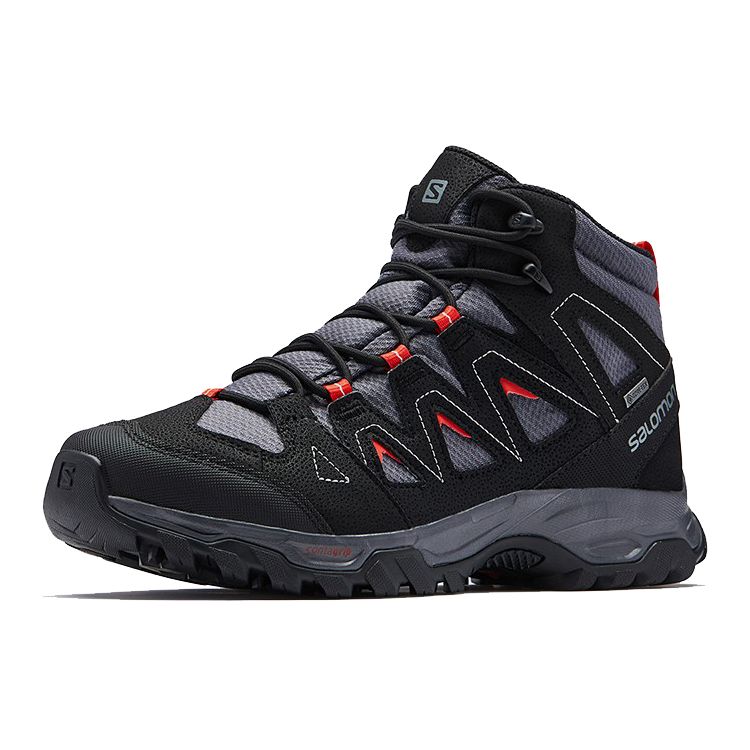 Salomon Shock Absorbing Non-Slip Durable Mid-Top Hiking Shoes Men Hiking Shoes Ebony 413807