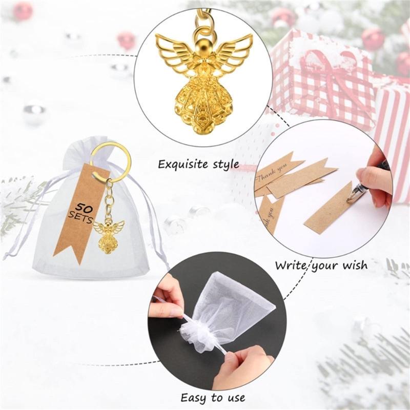 Set of 30 Angel Keychains Unique and Delicate Pendant Key Rings Pendant Accessories for Baby Shower and Baptism Gifts