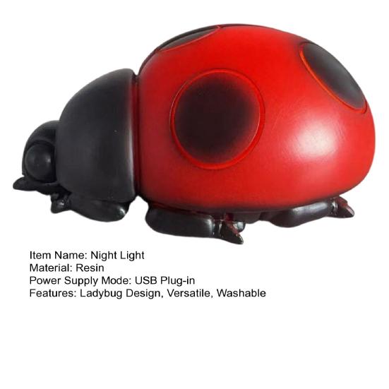 Glowing Ladybug Night Light, Resin Bedside Lamp for Kids, Cute Insect Shaped Table Decor for Bedroom, Funny Small Lamp Gift