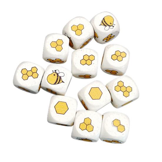 

12Pcs Bee Pattern Cube Shape Baby Dice Toy Wood Hand-on Ability