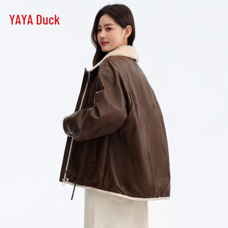 Yaya Women's Short Coral Fleece Stand Collar Down Jacket