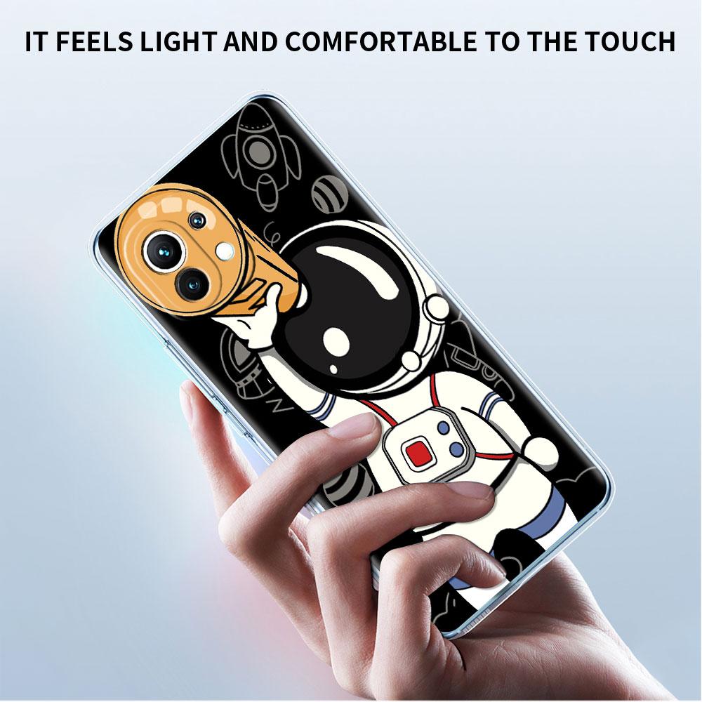 Süße Astronauten Klare Hülle Für Xiaomi Mi Poco X3 NFC M3 Pro F3 F1 11 Lite 12 Note 10 11T 9T Transparente Handyhülle