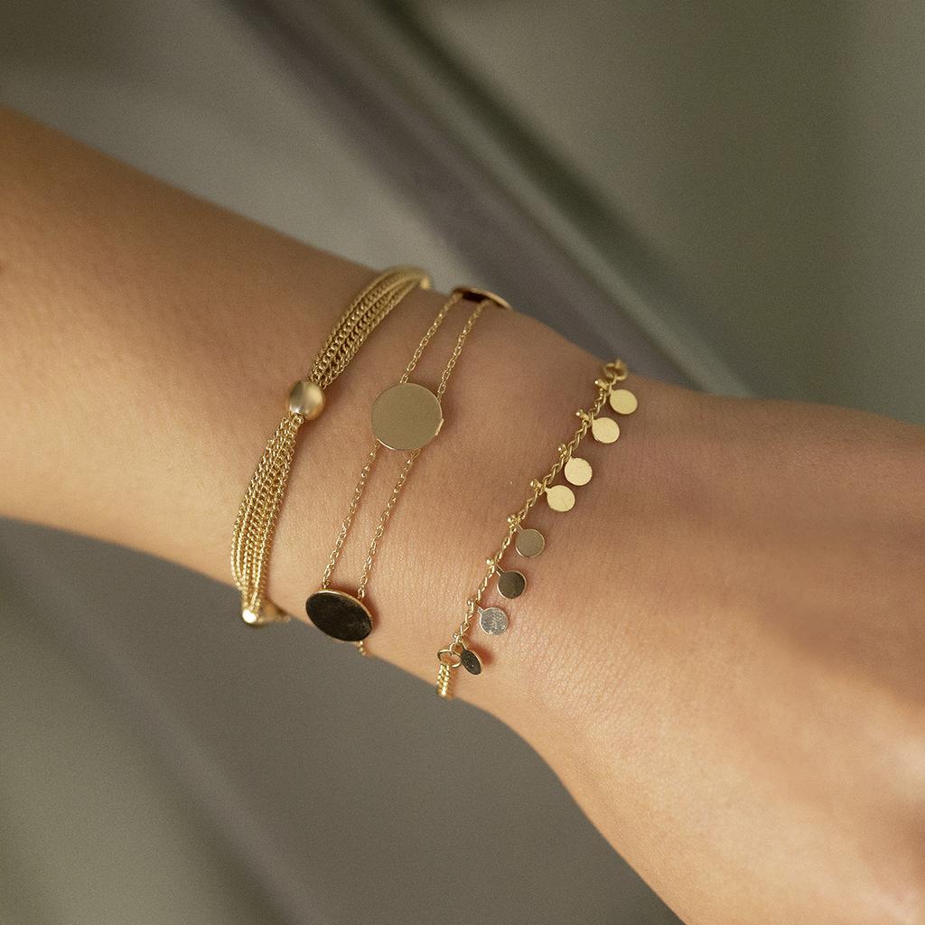 Accessories, simple geometric fringed jewelry for women, retro round bead multi-layer chain sequined bracelet set