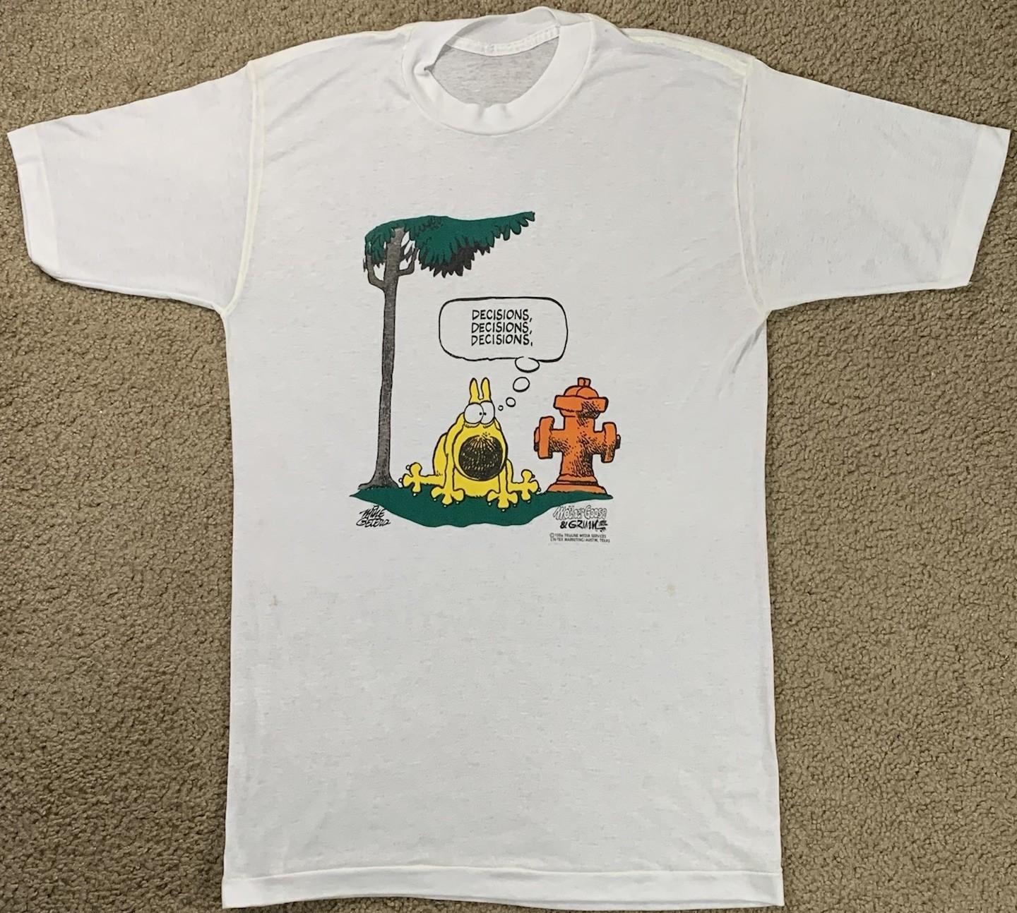 Mother Goose & Grimm Adult M White Short Sleeve T Shirt Single Stitch Funny 80s XXL