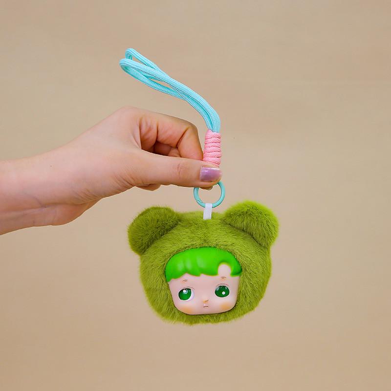 Cute Bear Doll Head Plush Keychain Toy Backpack Accessory Gift Birthday