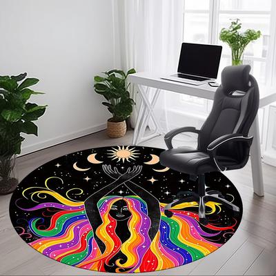 1PC Celestial Balance Office Round Rug, Non Slip, Soft and Durable Office Rug for Interior Decoration, Perfect for Office