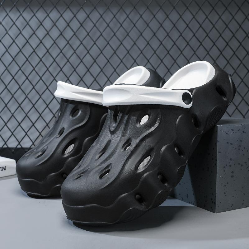 

Модные летние мужские сандалии Eva, нескользящие, мужская обувь, классические, водонепроницаемые, дизайнерские тапочки для мужчин, новые модные пляжные шлепанцы 44-45 чёрный