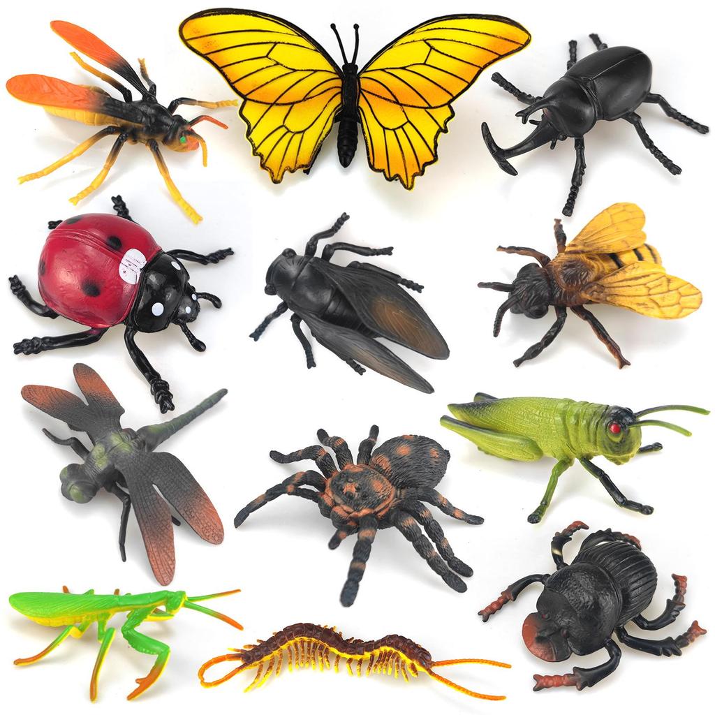 Children's Cognitive Teaching Toys: Insect Models - Butterfly, Ladybug, Rhinoceros Beetle, Bee, Grasshopper