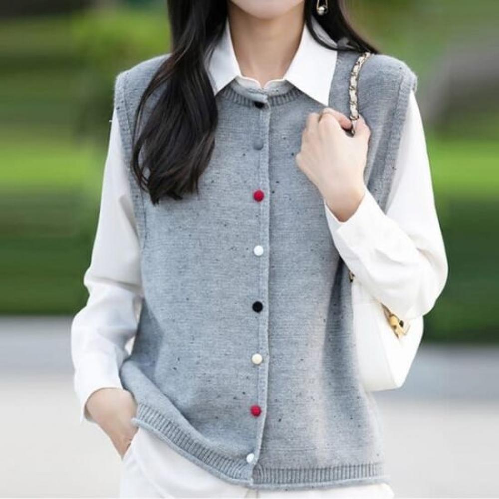 Navava Simple Daily Round Neck Knit Vest Nk2452