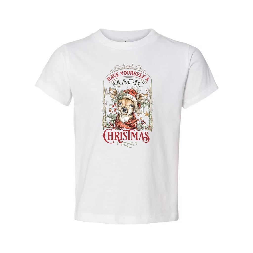 Unisex Christmas T Shirt With Festive Dog Wearing Santa Hat And Red Scarf Graphi