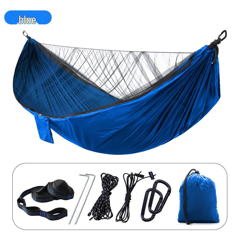 Army Green Mosquito-Proof Quick-Open Camping Hammock, Extended 290x140, Multi-Purpose Outdoor Net Hammock