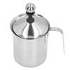 800ML Manual Milk Frother Double Layer Stainless Steel Hand Pump Milk Foamer for Kitchen
