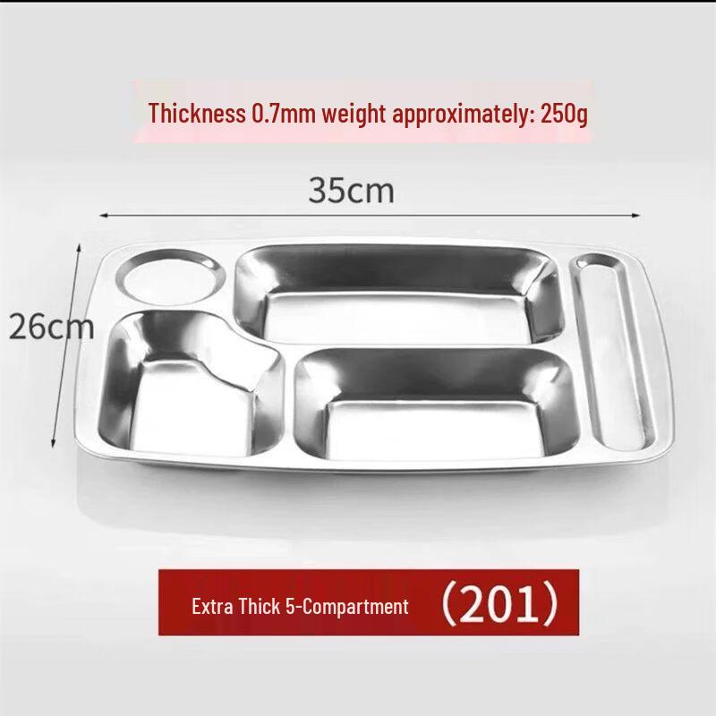 Jiakangming 304 Stainless Steel Compartmented Meal Tray