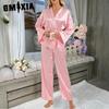 GMXIA Women's Homewear Set Printed Bathrobe Set Autumn Casual Pajamas