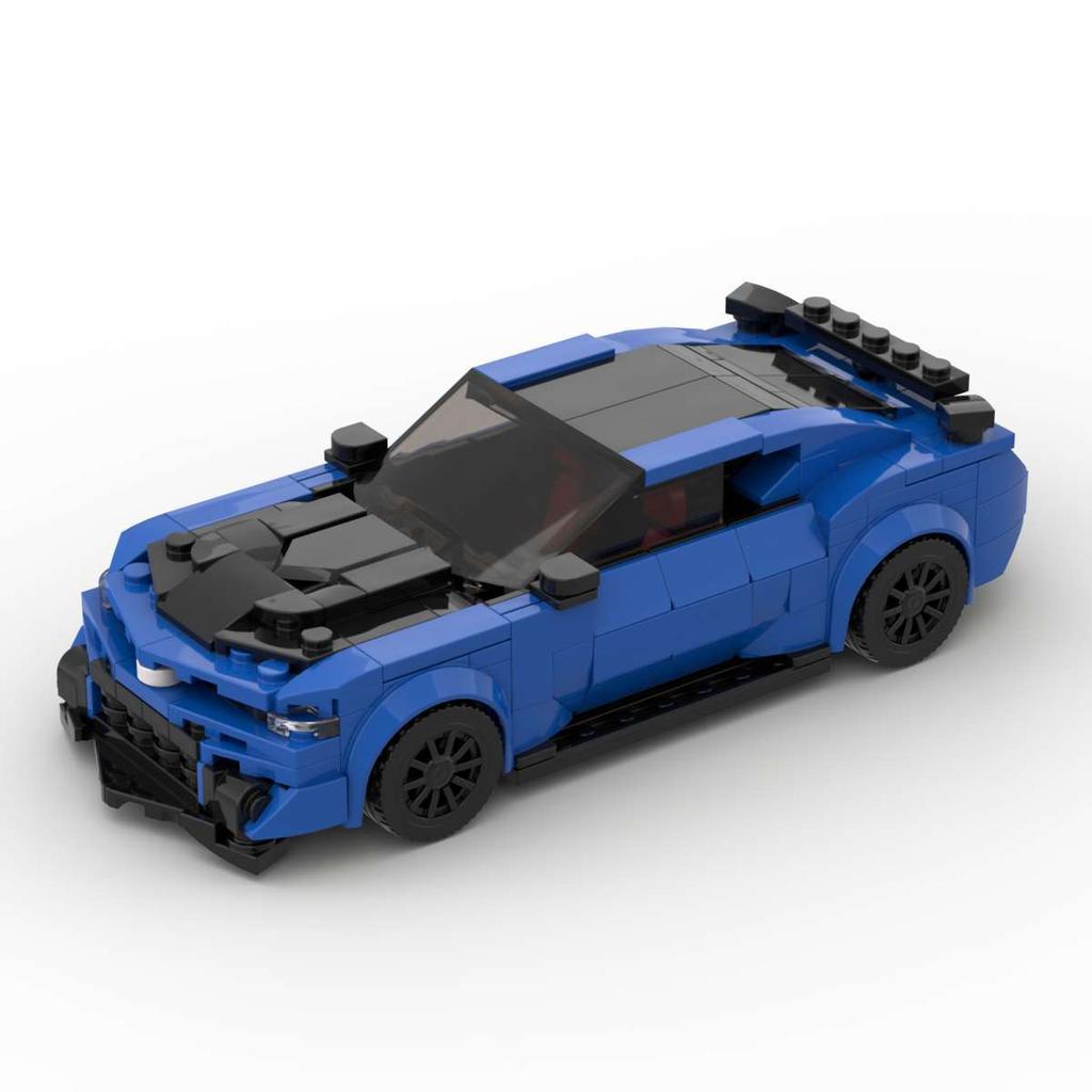 Domestic Car MOC-185973 Is Compatible With The Lego Snow Suit Blue Piece Micro Machines ZL1 1LE Muscle Car Assembly Model.