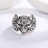 Retro Wolf Head Ring For Men Silver Color Punk Gothic Open Ring Zinc Alloy Handmade Unisex Designer Jewelry Biker Accessories