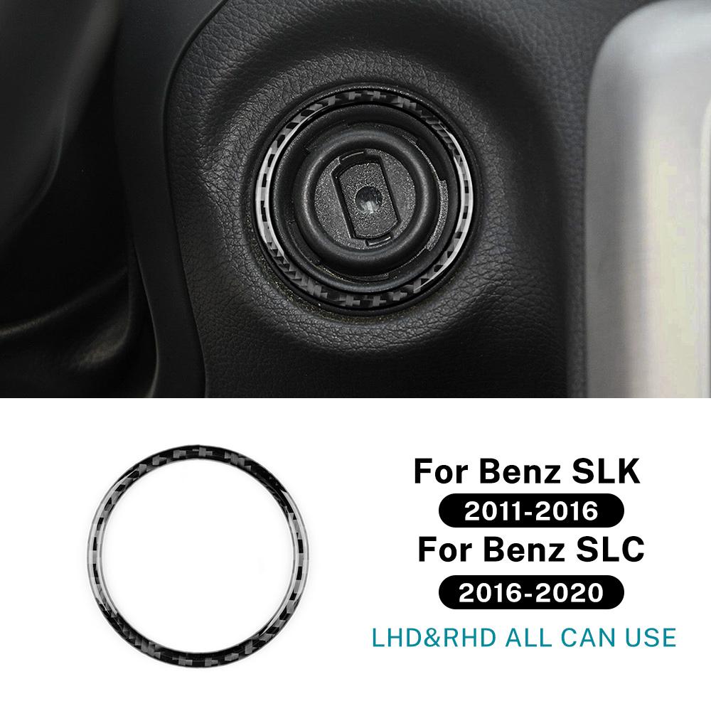 Real Soft Carbon Fiber Trim Sticker For Mercedes Benz SLK R172 2011-2015 2016 SLC 2016-2020 Car Ignition Switch Key Hole Ring