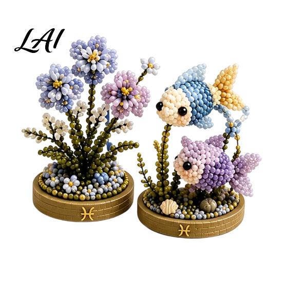 Handmade Zodiac Flower 12 Signs Bead Craft Kit DIY Beaded Garden 3D Astrology Kit with Pre-Sorted Beads Tools Project for Beginners Adults Teens