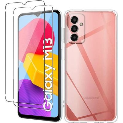 Case for Samsung M13 + 2 Tempered Glasses. Reinforced Protection Case Transparent Silicone
