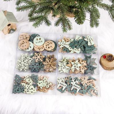 24 stuks Kerst Houten Hanger Kerstboom Hangende Decoratie Klein Uitgehold Houten Bord