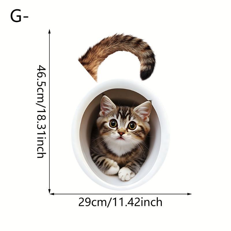 3D-Effekt Niedliches Tier Toilettenaufkleber Niedliche Katze Hund Badezimmer Toilettensitzbezug Aufkleber PVC Zubehör Für Zuhause Badezimmerdekoration