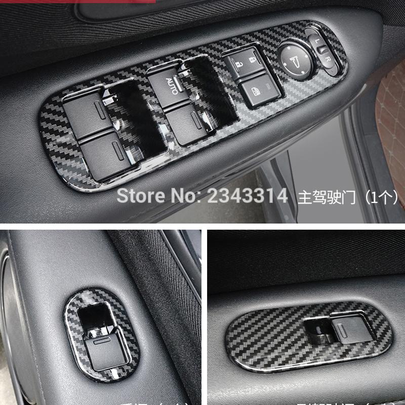 For Honda HR-V HRV 2015-2018  ABS Carbon Fiber Window Control Panel Glass Lift Switch Cover Trim Car-Styling Accessories
