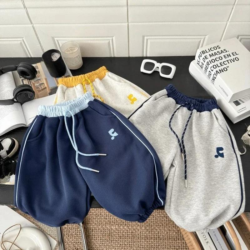 Boys Sweatpants Children Autumn Sport Casual Trousers Embroidered Girls Elastic Waist Versatile Pants