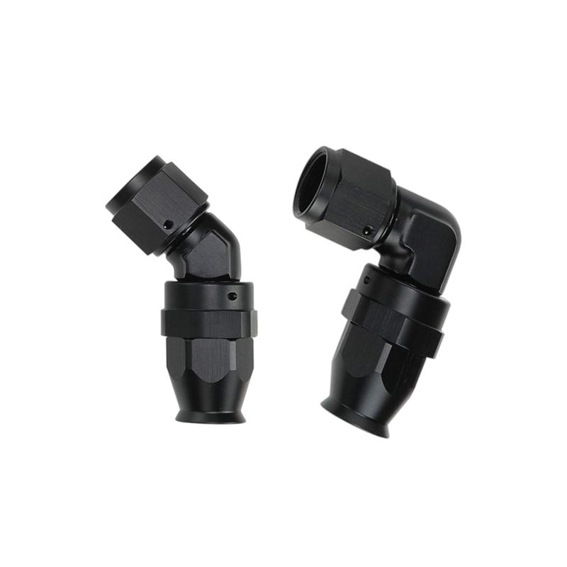 AN10 PTFE Fuel Hose Fitting Adapter Oil Cooler Fuel Pipe Line Forged Type Swivel Hose End Fitting 45°Degree 90°Degree Black 10AN