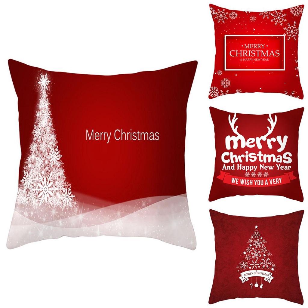 Festive Christmas Red Pillow Case Luxurious Cushion Cover For Cheerful Home Decor