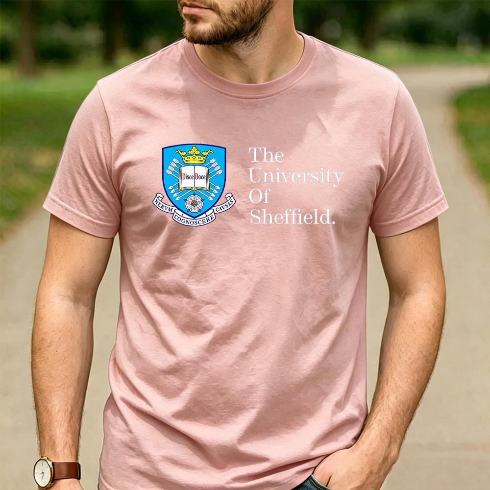 Maglietta Grafica in Cotone Retrò Vintage Logo The University Of Sheffield Unisex Manica Corta Tee per Laureati Alumni Vacanze