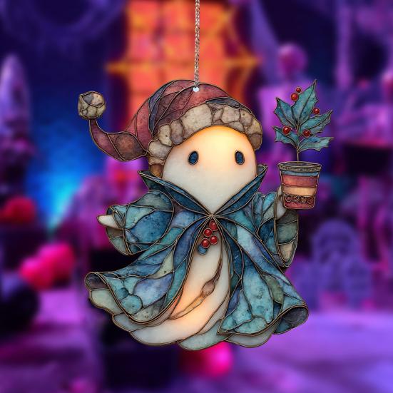Ghost-Themed Pendant Sun Catcher Art Peaceful Atmosphere Sunlight Reflection Ornament Home Garden Decor
