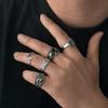 KunJoe Gothic Skull Claw Cross Ring Set for Men Vintage Silver Color Adjustable Open Rings Male Female Skeleton Spider Punk Jewelry Finger