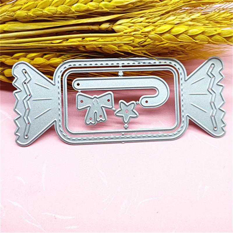 Christmas Candy Bow Design Pattern Metal Cutting Die Stencil for DIY Scrapbooking Album Photo Embossing Paper Card Craft Decor