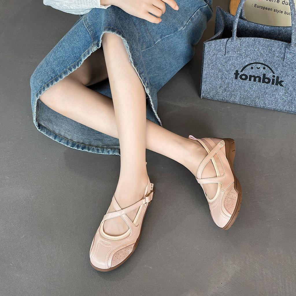 Cross-band ballet training shoes for women's new breathable hollow shallow mouth single shoes versatile casual Mary Jane shoes for women