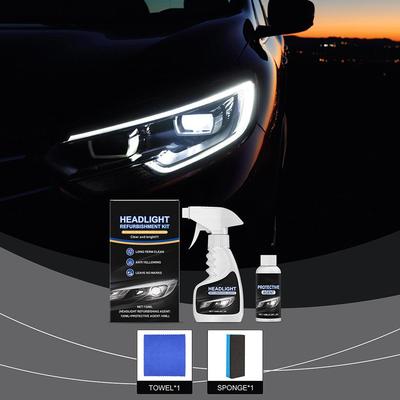 Non-contact Chemical Headlight Polishing Kit, Restorative Agent, Coating Agent, Towel, Sponge, Headlight Repair and Repair.